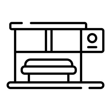 Lightbox otobüs istasyonu. Düz çizgi vektör simgesi. Şehir nesneleri, açık havada reklam. Tasarım öğeleri Web iş ve Web sitesi, vektör çizim için