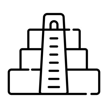 Chichen Itza Maya Harabeleri, Meksika simgesi, illüstrasyon vektör