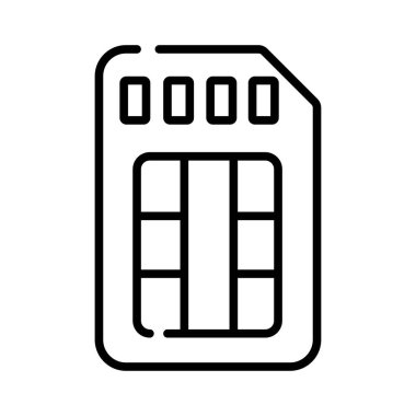 SIM kart, chip, mobil slot vektör çizim basit satırı simgesi