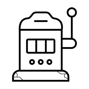 Şanslı-7 slot makinesidir. Siyah-beyaz siyah ikramiye simgesi. Vektör çizim