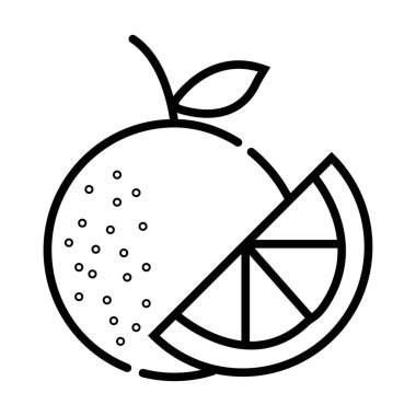 Yaprak ve dilim ile turuncu meyve