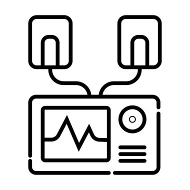 Otomatik cihazı simge vektör, düz işareti, üzerinde beyaz izole katı piktogram dolu. En düşük AED sembolü, logo illüstrasyon