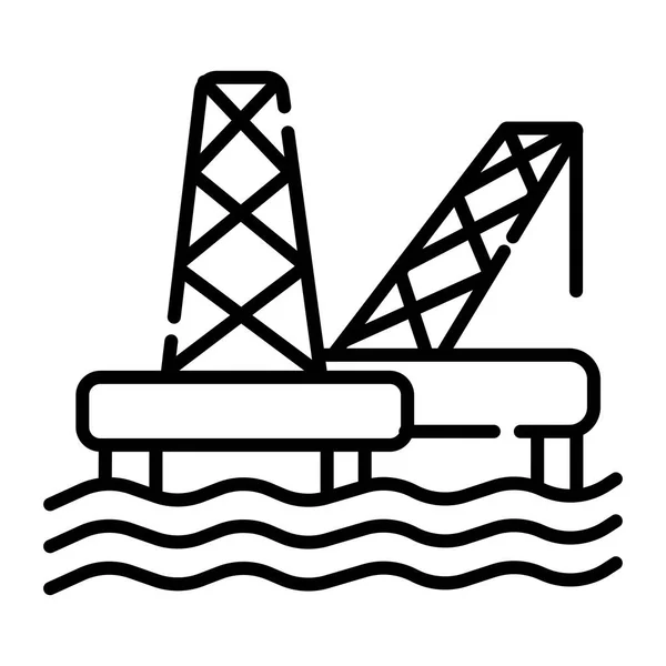 Offshore Jack Petrol Sondaj Platformu Simgesi Gaz Deniz Sondaj Platformu — Stok Vektör