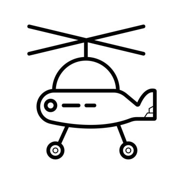 Helikopter vektör satırı simgesi beyaz arka plan üzerinde izole. Helikopter satırı simgesi Infographic, Web sitesi veya uygulama simgesi için bir kılavuz sistemi tasarlanmış