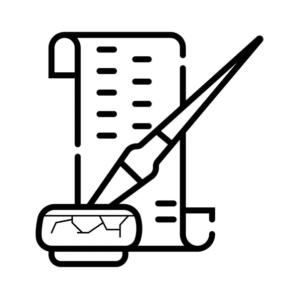 Papier Scroll Met Veren Pen Pictogram — Stockvector