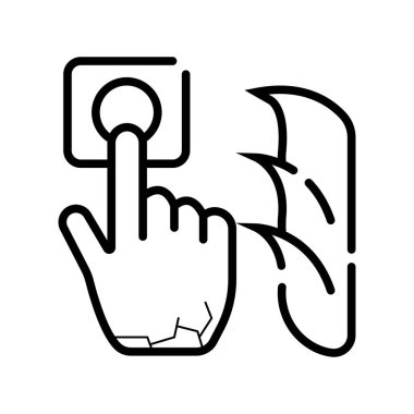 El düğmesi Güç simgesi beyaz arka plan üzerinde izole basarak