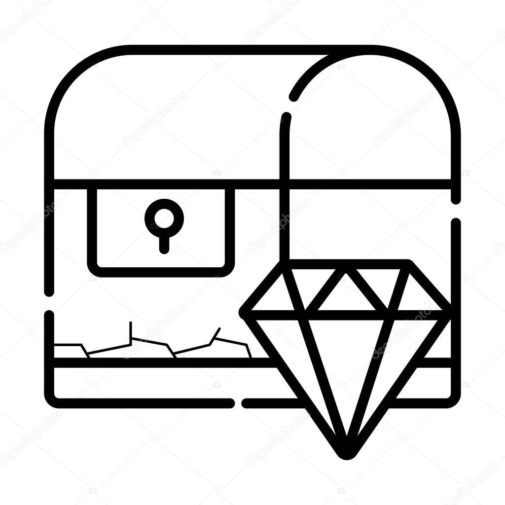 Icon treasure chest isolated on white background