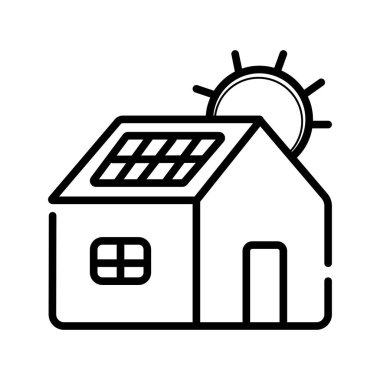 ev - güneş enerjisi illüstrasyon izole beyaz arka plan üzerinde