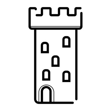 Beyaz arka plan üzerinde izole kale kule simgesi