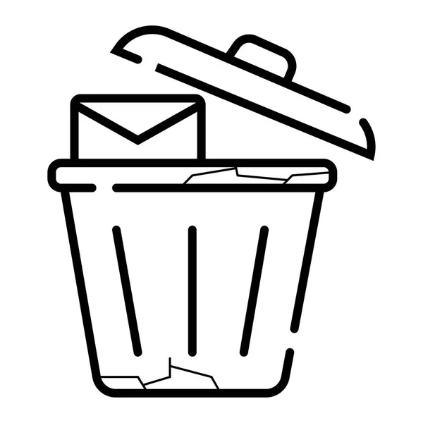 Sobre Icono Cesta Basura Aislado Sobre Fondo Blanco — Vector de stock