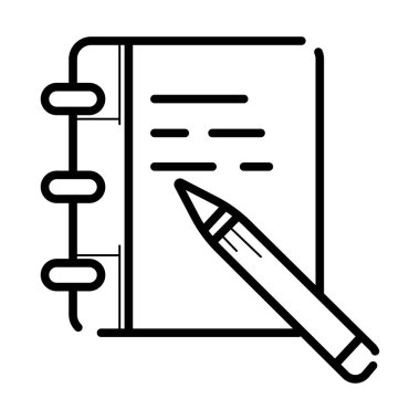 Defter ve kalem simgesi beyaz arka plan üzerinde izole