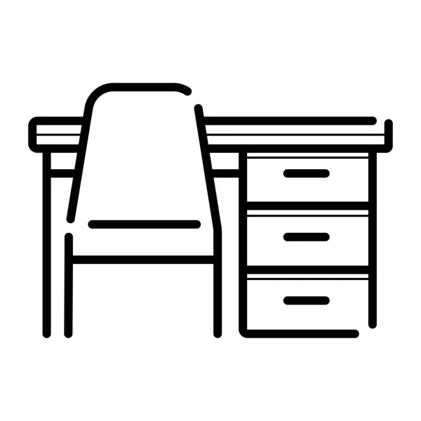 Mesa Silla Icono Oficina Aislado Sobre Fondo Blanco — Vector de stock