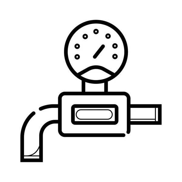 Gas Pijp Klep Druk Meter Pictogram Geïsoleerd Witte Achtergrond — Stockvector