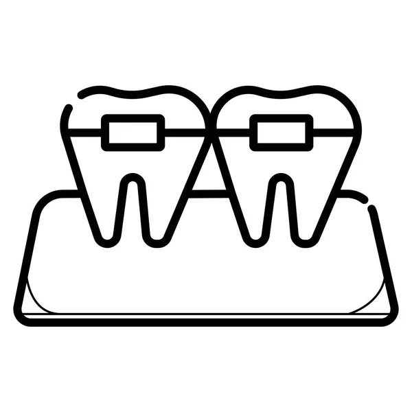 Dental Braces Hand Drawn Outline Doodle Icon Dentistry Stomatology Orthodontist — Stock Vector