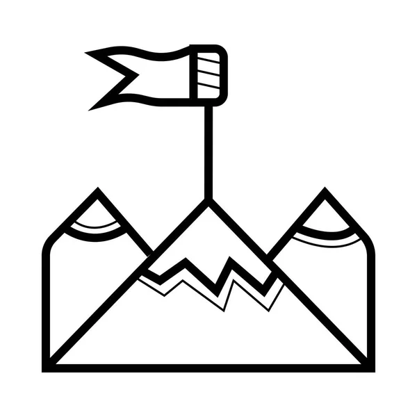 Ikona Sukcesu Góry Flagą — Wektor stockowy