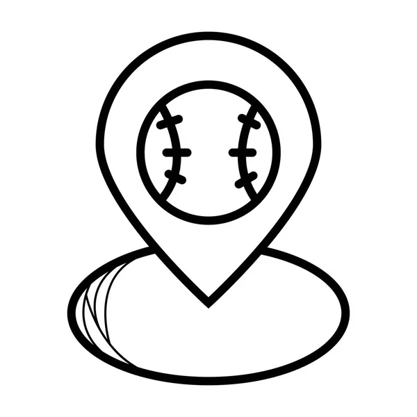 Kaart Aanwijzer Met Honkbal Pictogram — Stockvector