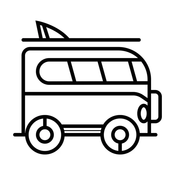 Surfer Van Linii Ikona Transportu Pojazdów Autobusow — Wektor stockowy