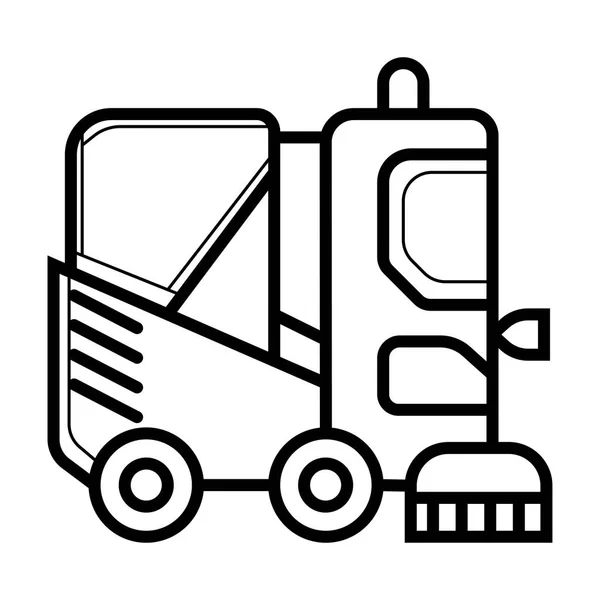 Straatveger Vrachtwagen Lijn Pictogram Vectorillustratie — Stockvector