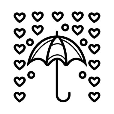 şemsiye ile aşk simgesi. Vektör çizim