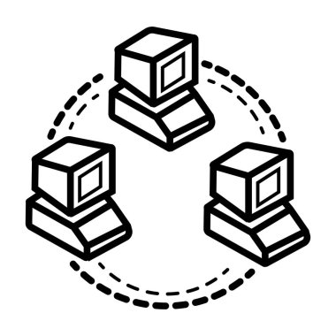 Bilgisayar ağ satırı simgesi. Vektör çizim