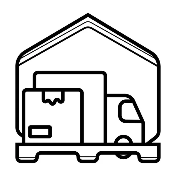 Доставка Фургон Завантажений Картонними Коробками Векторні Ілюстрації — стоковий вектор
