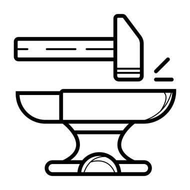 Örs çekiç satırı sanat simgesi ile işçiliği demirci