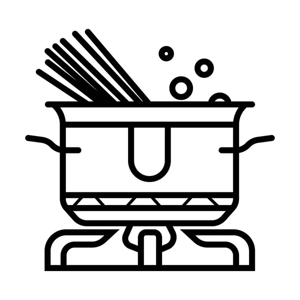 Σκιαγραφημένο Σπαγγέτι Μαγείρεμα Εικονογράφηση — Διανυσματικό Αρχείο