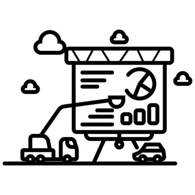 Sunum, analiz simgesi. Bilboard, grafik vektör