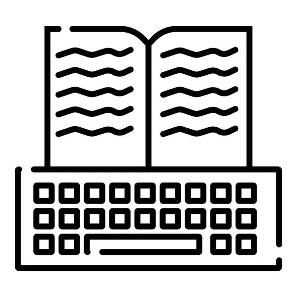 Піктограма Тонкої Лінії Елементами Плоского Дизайну Онлайн Бібліотеки Дистанційного Навчання — стоковий вектор