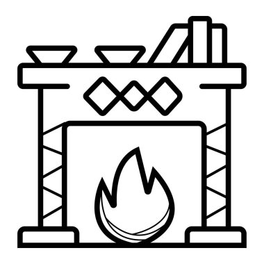 Şömine kutsal kişilerin resmi, vektör çizim