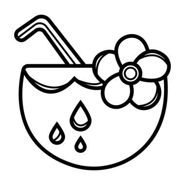 Hindistan cevizi kokteyl simgesi, vektör çizim