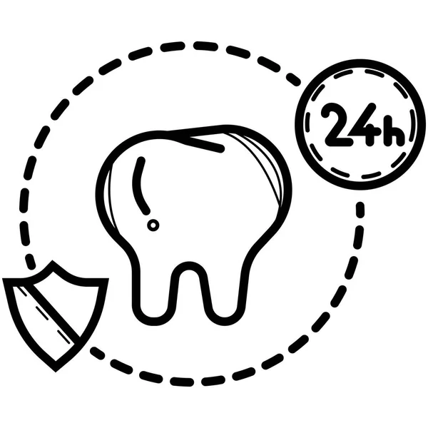 Horas Cuidados Dentários Ícone Dente — Vetor de Stock
