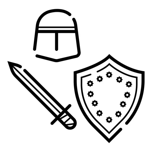 中世の武器アイコンのベクトル図 — ストックベクタ