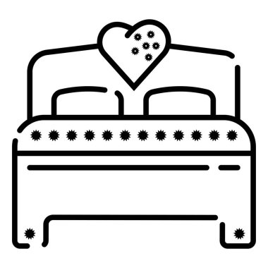 Romantik yatak simge vektör çizim