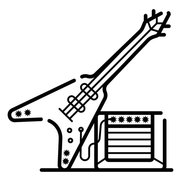 Elektrische Gitarre Schwarz Weiß Vektor Ikone — Stockvektor