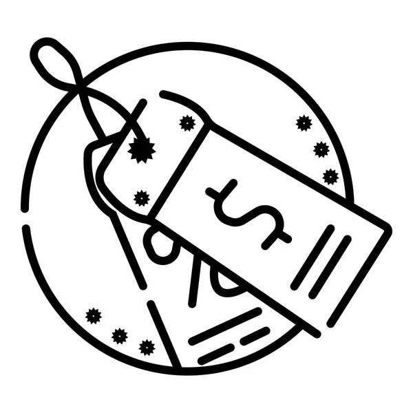 Fiyat etiketi ile dolar işareti siyah beyaz vektör simgesi