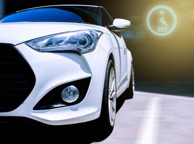 Müşteriler için LED Far araba. Duvar kağıdı veya arka plan taşıma ve otomotiv resim için kullanma.