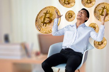 adam iş tutan teknoloji sikke bulanık araba office arka planda biraz. İş adamları, finans, yaşam tarzı ve ethereum veya zincir tecnology görüntü engellemek