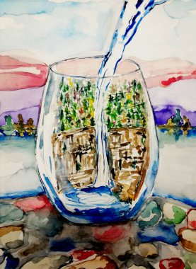 Bir cam dökülen şelale 