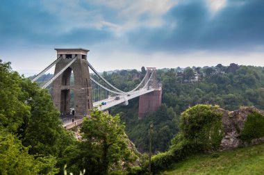 Bristol, İngiltere 'deki Cliffton köprüsünün panoramik görüntüsü
