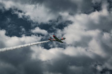 SOBIENİE SZLACHECKIE, POLAND - 16 Haziran: PZL-130 Szlacheckie, Polonya 'da Haziran 2018' de Sky Show sırasında.