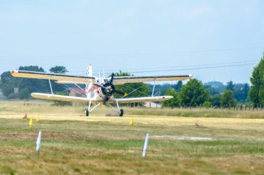 SOBIENIE SZLACHECKIE, POLAND - JUNE 16: Antonov An-2 during Sky Show on June 2018 in Sobienie Szlacheckie, Poland.