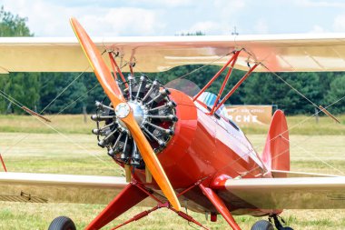 SOBIENIE SZLACHECKIE, POLAND - JUNE 16: Historic planes during Sky Show on June 2018 in Sobienie Szlacheckie, Poland.