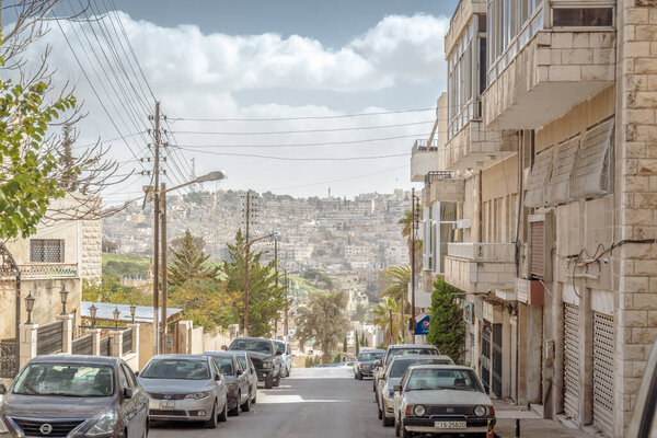 AMMAN, JORDAN - FEBRUARY 15: Streets of Amman the capital city of Jordan, on 15th February 2019 in Amman, Jordan.
