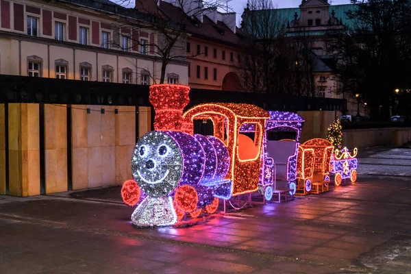 Warsaw Poland January Train Christmas Illumination 25Th January 2017 Warsaw — Foto de Stock