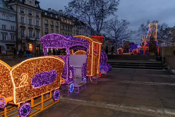 Warsaw Poland January Train Christmas Illumination 25Th January 2017 Warsaw — Foto de Stock