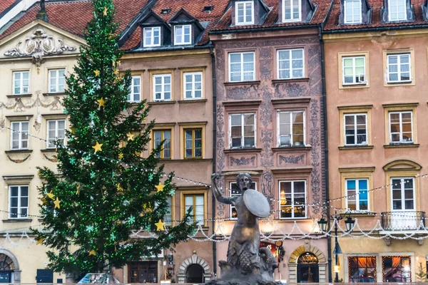 Warsaw Poland January Mermaid Statue Town Square 25Th January 2017 — Zdjęcie stockowe