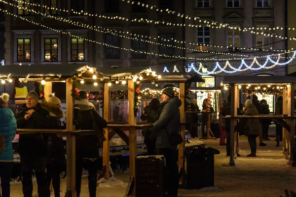 Warsaw Poland January People Old Twon Christmas Market 16Th January — Foto de Stock