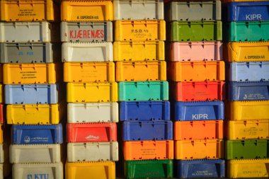 Fish boxes, close up
