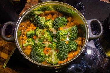 Sebze çorbası, yakın çekim.